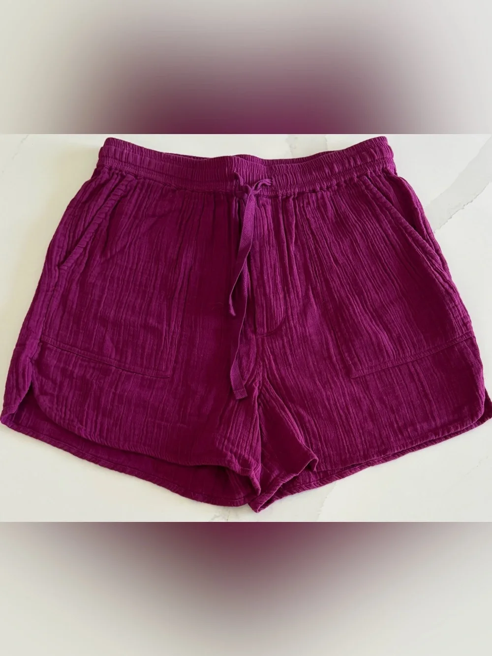 SUNDANCE XS / XSMALL GAUZE SHORTS PLUM - FRONT & BACK POCKETS GREAT PRE-OWN